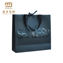 Heavy Duty Luxury Custom Retail Packaging Matte Laminated Black Paper Shopping Bags With Logo